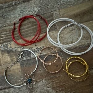 Elegant Multi-Color Hoop and Bracelet Set